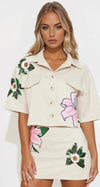 Flower blooms set top/skirt