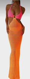 Coral Crochet Dress ( Pre-order delivered 8-22-23)